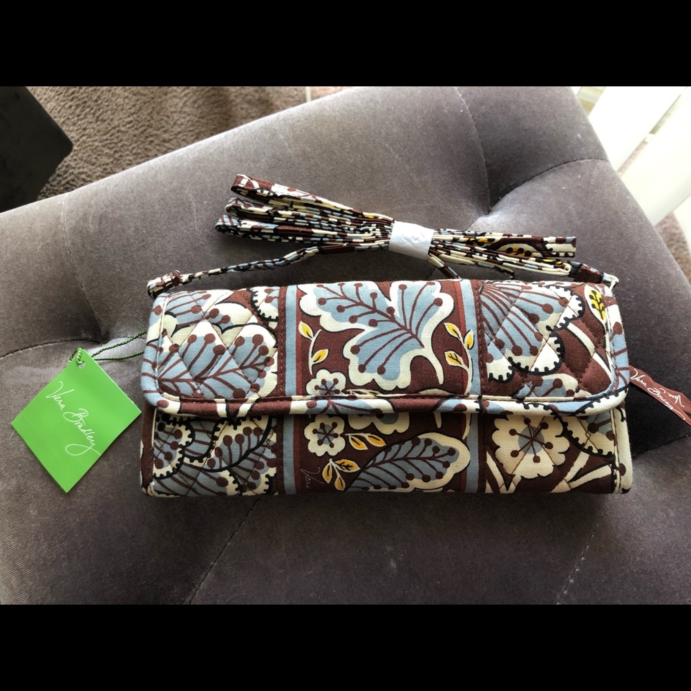 Vera Bradley SLATE BLOOMS Sleek WALLET Crossbody STRAP Purse CHECKBOOK Coin  NWT